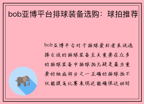 bob亚博平台排球装备选购：球拍推荐